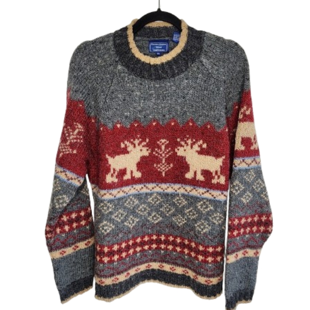 Vintage Susquehanna Trail Outfitters wool sweater with reindeer Women's Size XL